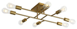 Modern 8-Light Sputnik Semi Flush Mount Ceiling Light, Gold