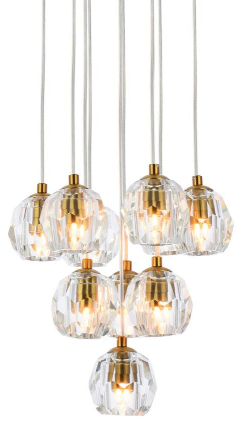 Lux Light 11" 10-Lights Gold Pendant