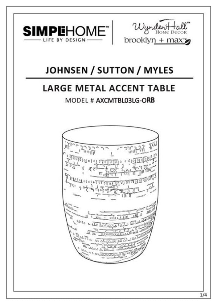 Johnsen Boho 15" Wide Metal Large Accent Side Table, Oil Rubbed Bronze