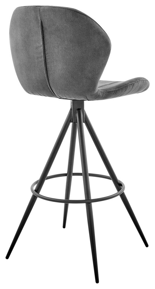 30" Charcoal Gray and Black Microfiber Squared Channel Bar Stool