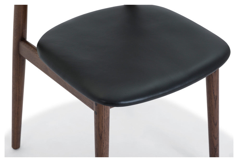 Converse Leather Solid Oak Dining Chair, Mud Brown