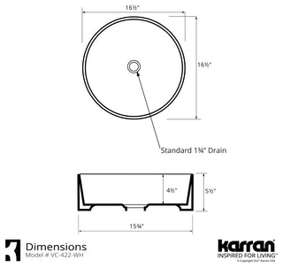 Karran VC-422-WH Valera 17" Vitreous China Vessel Bathroom Sink, White