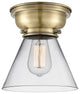 Large Cone 1-Light Flush Mount, Antique Brass, Clear
