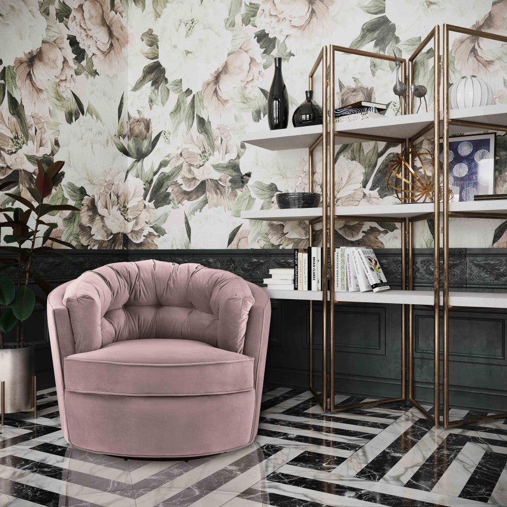 TOV Furniture Eloise Mauve Velvet Swivel Chair