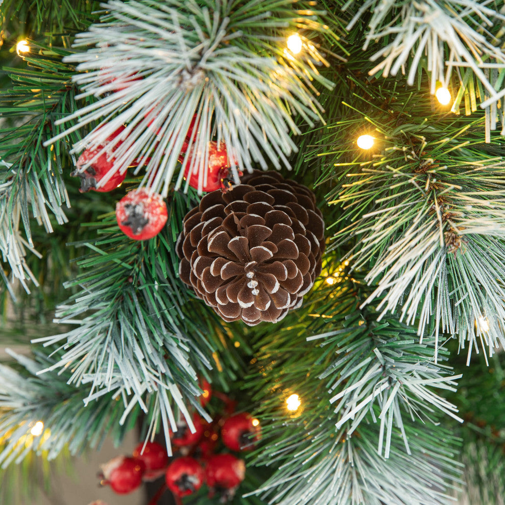 Pre-Lit Pine Artificial Christmas Tree, 4', Pinecones/Berries