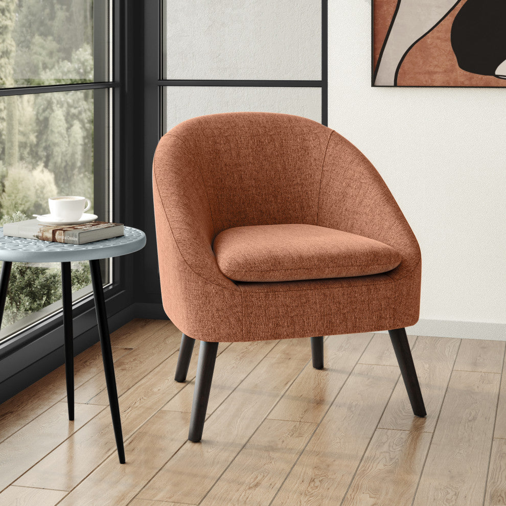 Redding Accent Chair in Polyester Fabric, Rust