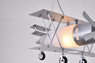 Airplane Light Fixture With Frosted White Glass, Silver