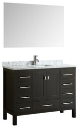 Eviva Aberdeen 48 Transitional Espresso Bathroom Vanity Carrera Countertop