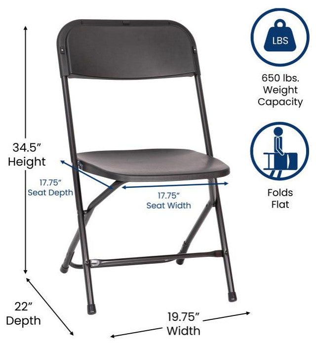 Hercules Big & Tall Commercial Folding Chair/Extra Wide 650LB. Capacity 4-Pack,