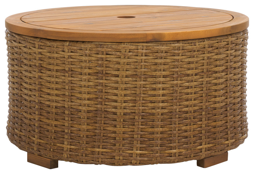 Safavieh Couture Indoor-Outdoor Anguilla Wicker Coffee Table, Natural
