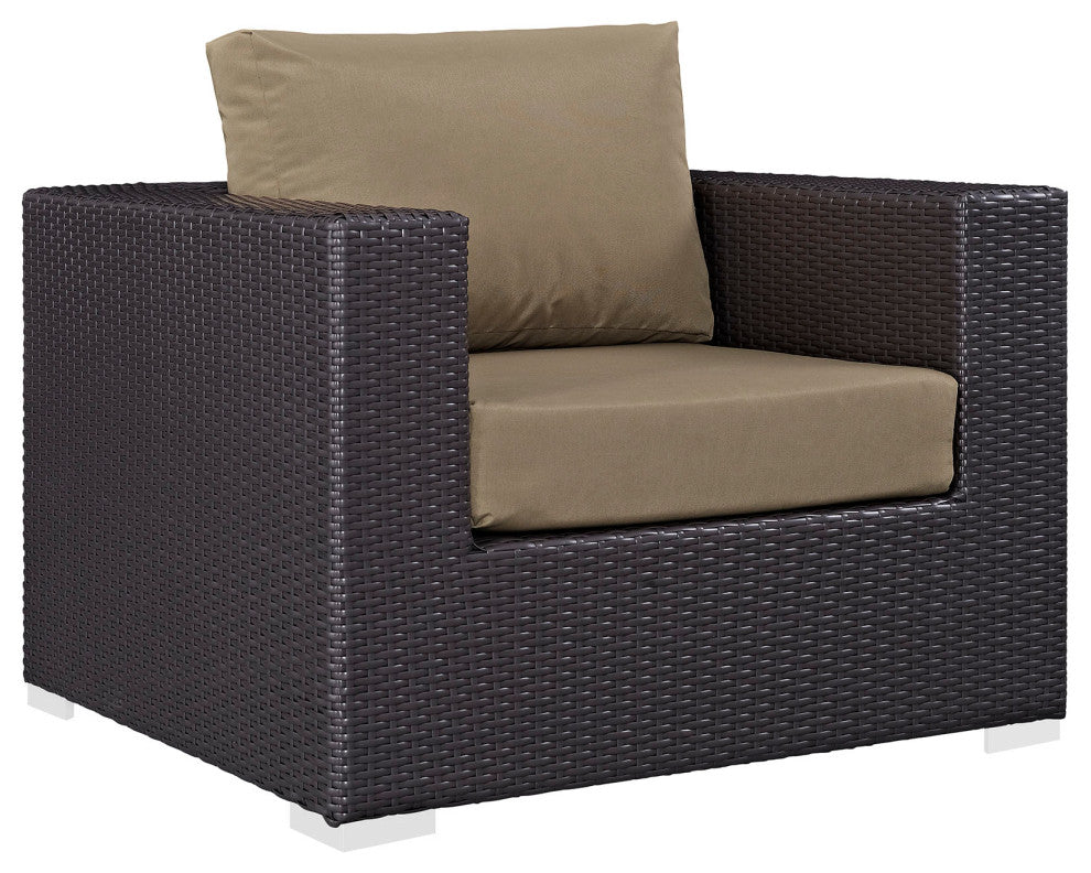 Convene 3 Piece Outdoor Patio Sofa Set, Espresso Mocha