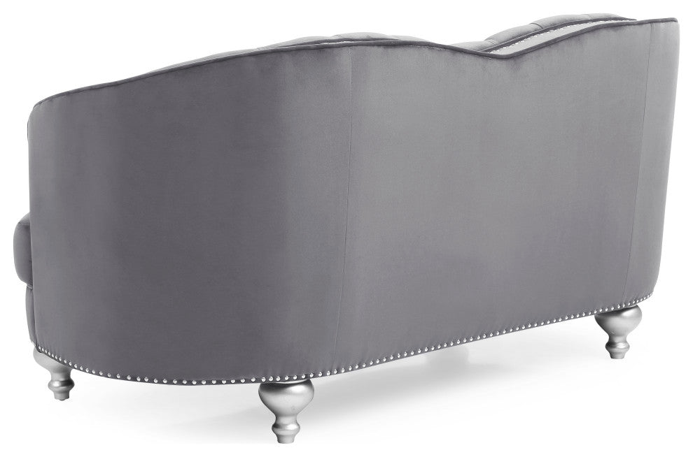 Jewel Velvet Loveseat, Blue, Gray