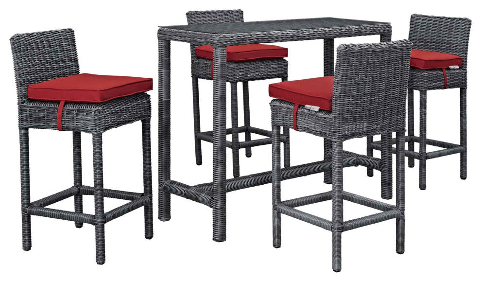 Summon 5 Piece Outdoor Patio Sunbrella Pub Set by Modway