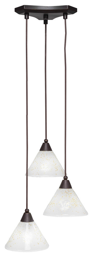 Europa 3-Light Cluster Pendalier, Dark Granite/Gold Ice