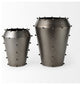 Elio 12.2H Large Gun Metal Gray Metal WithStuds Vase