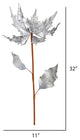 Glitter Poinsetta Artificial Christmas Spray , Silver, 32"