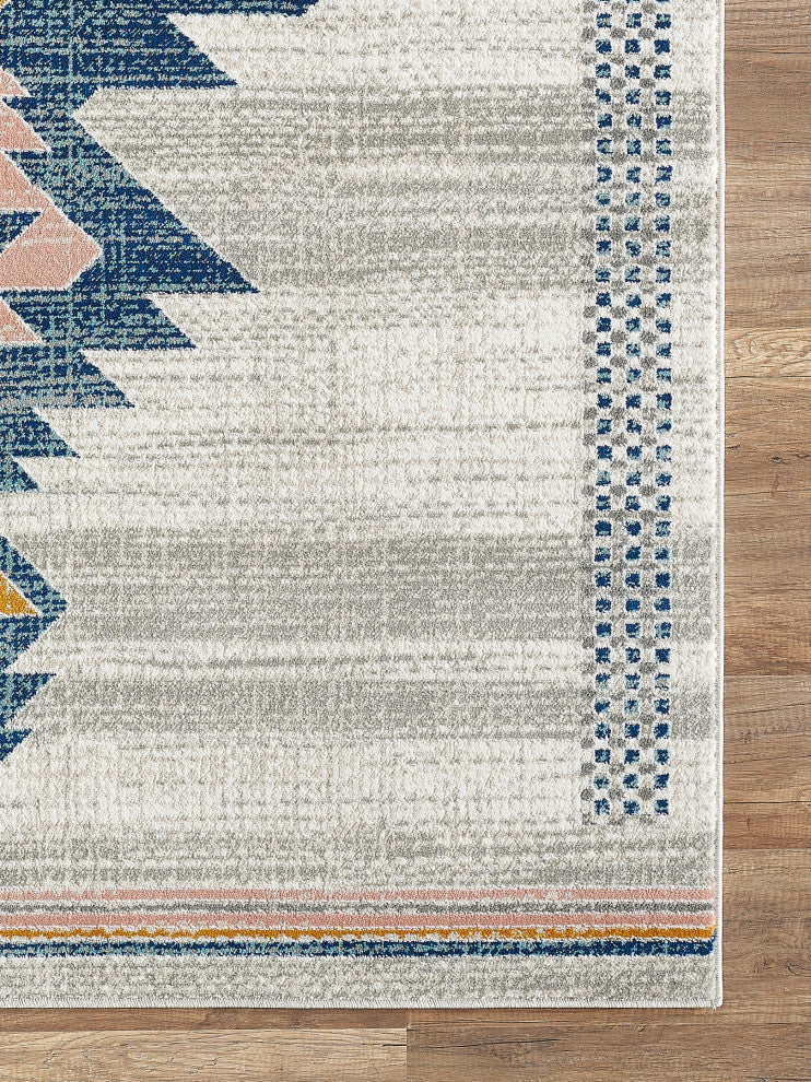 Abani Porto PRT110A Southwestern Tribal Print Blue and Orange Area Rug