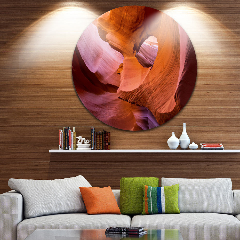 Antelope Canyon Sandstone Waves, Landscape Disc Metal Wall Art, 23"