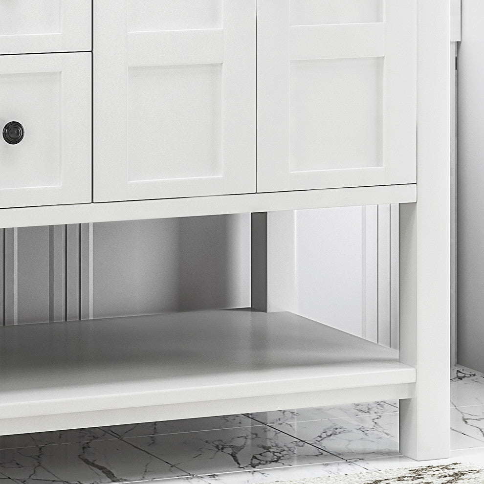 Anna Contemporary 60" Wood Bathroom Vanity, Counter Top Not Included, White