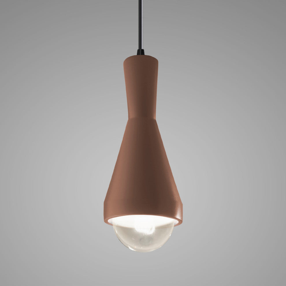 Erlen Pendant, Canyon Clay, Matte Black, Black Cord, Incandescent