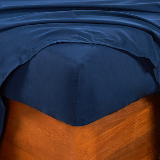 Serenta Lei Embroidered 4 Piece Bed Sheet Set, Navy Blue, King