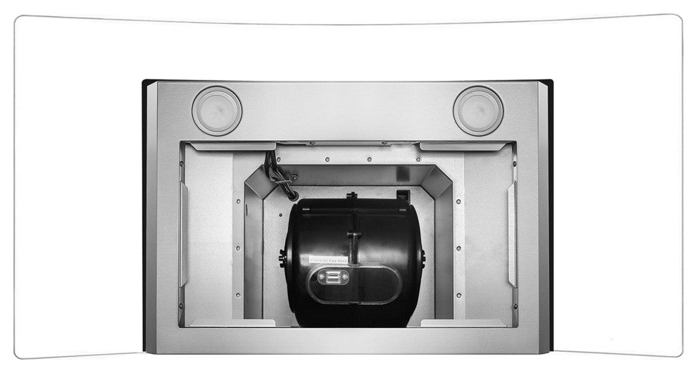 Cosmo 380 CFM Wall Mount Vent Range Hood With Permanent Filters & Glass Canopy, 36", Ducted