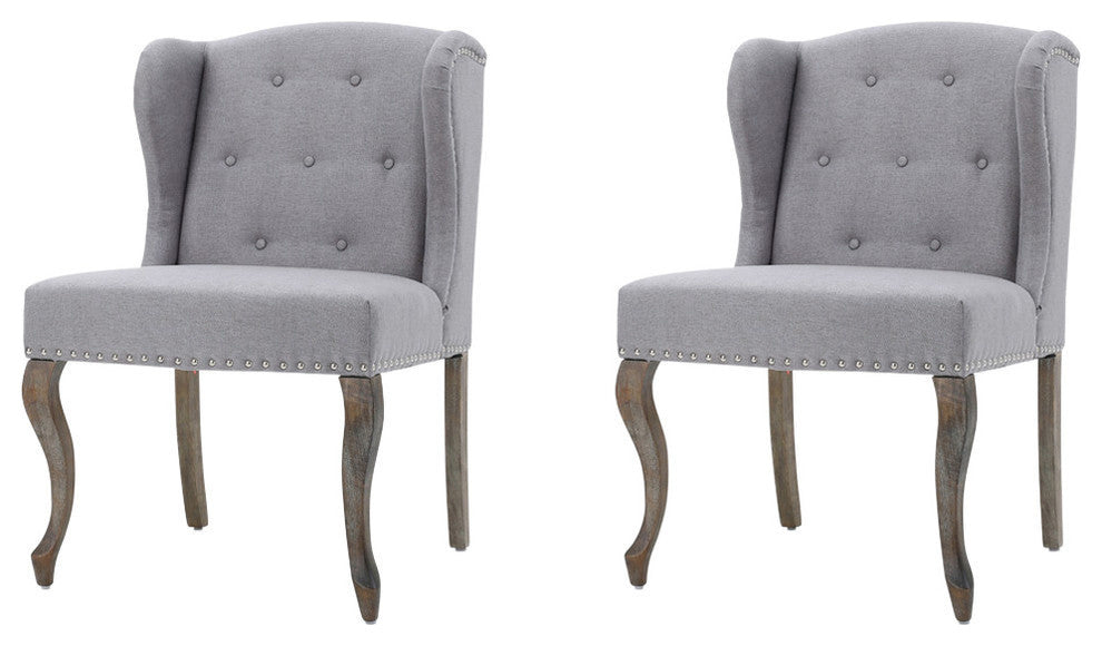GDF Studio Asheville Modern Fabric Wingback Chair, Set of 2, Light Gray