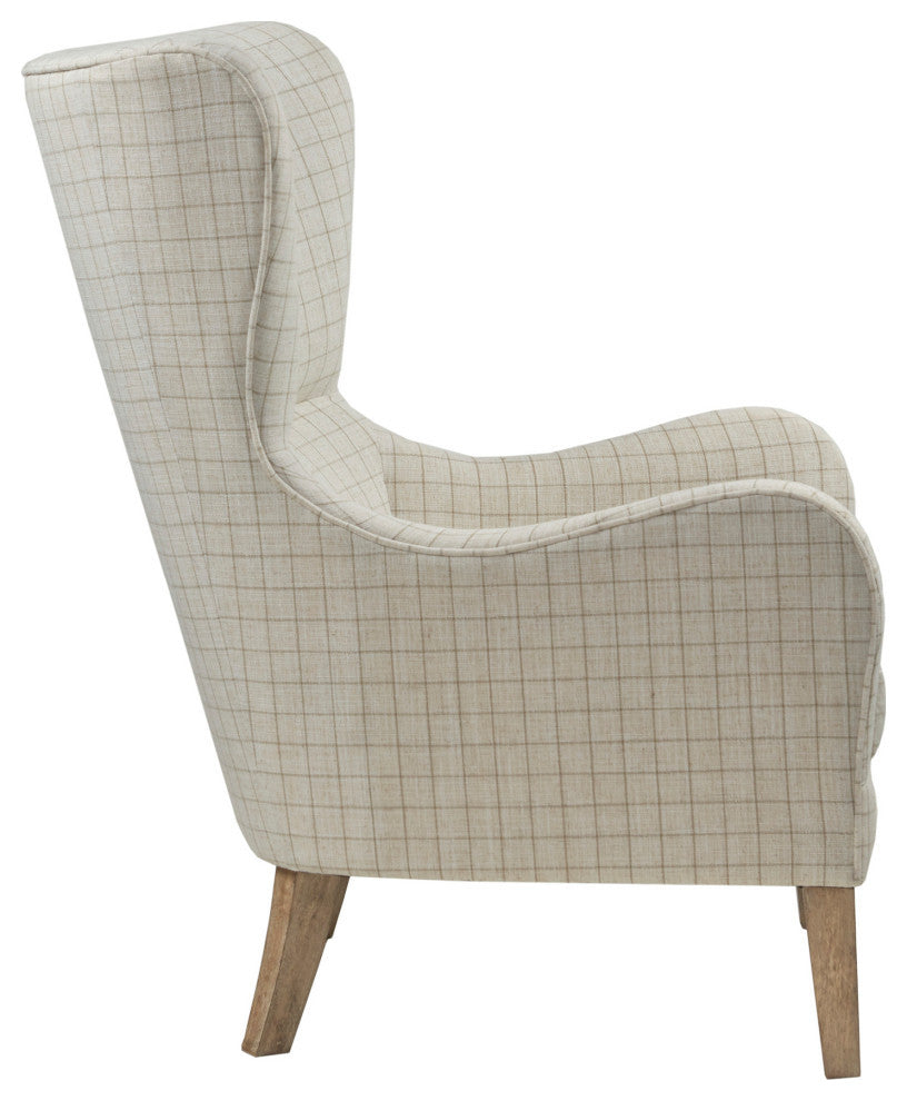 Madison Park Arianna Swoop Wing Chair, Linen
