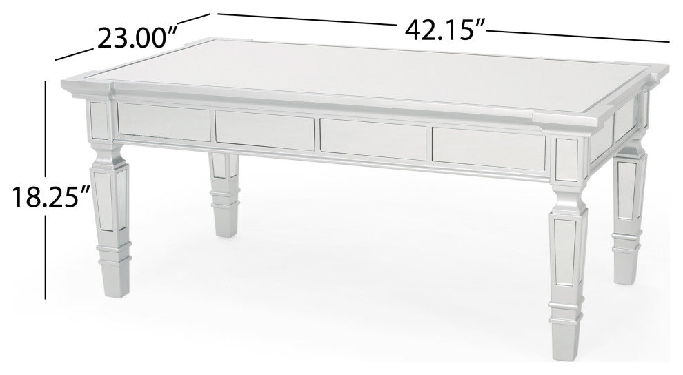 GDF Studio Sola Mirror Finished Faux Wood Coffee Table
