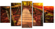 Beautiful Footbridge in Golden Light, Bridge Canvas Art Print, 60"x32", 5 Panels