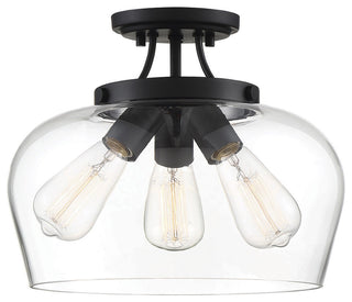 Octave 3-Light Semi-Flush Mount, Black