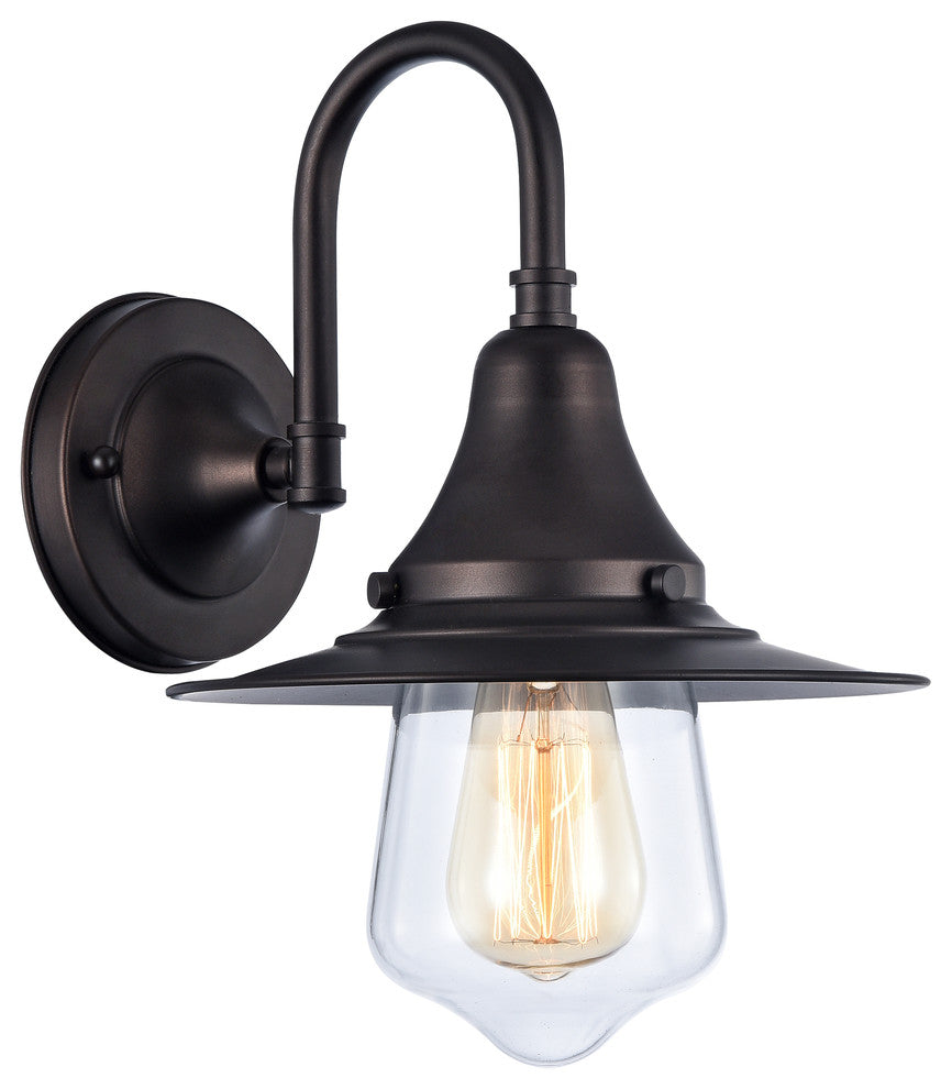 IRONCLAD, Industrial-style 1 Light Rubbed Bronze Wall Sconce, 9" Wide