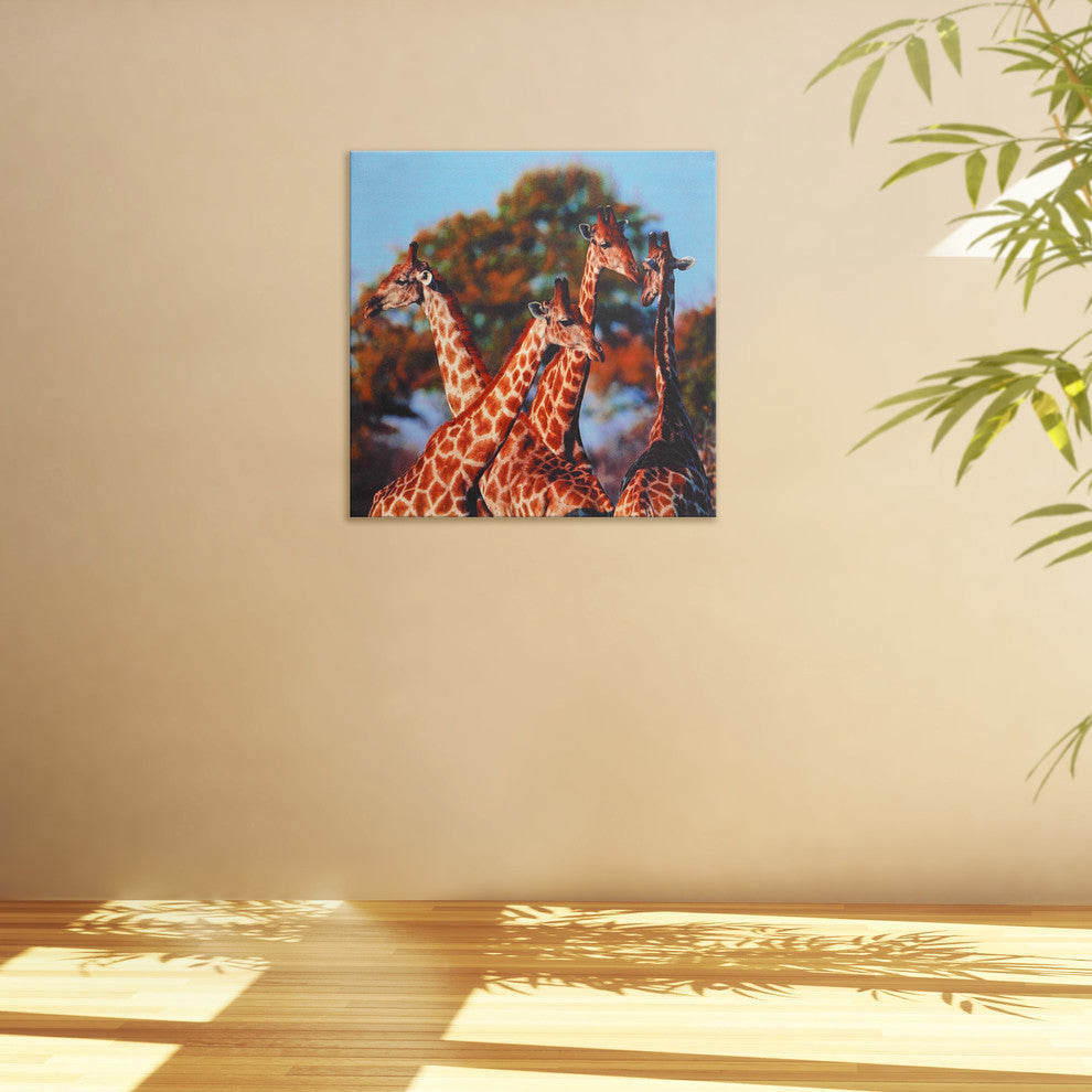 Four Prairie Giraffes Canvas Wall Art