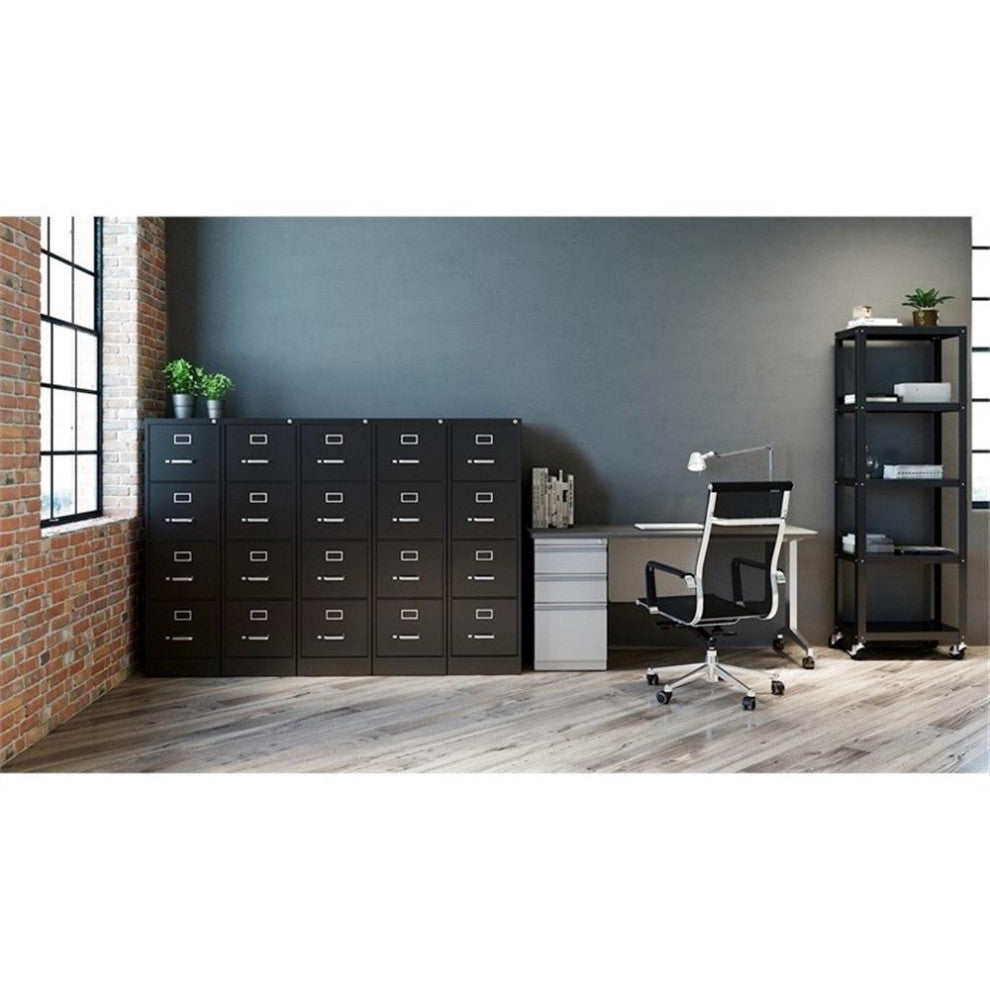 Scranton & Co 22" 4-Drawer Metal Letter Width Vertical File Cabinet in Black