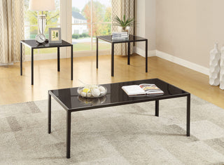 3 Piece Marble-like Table Set in Black