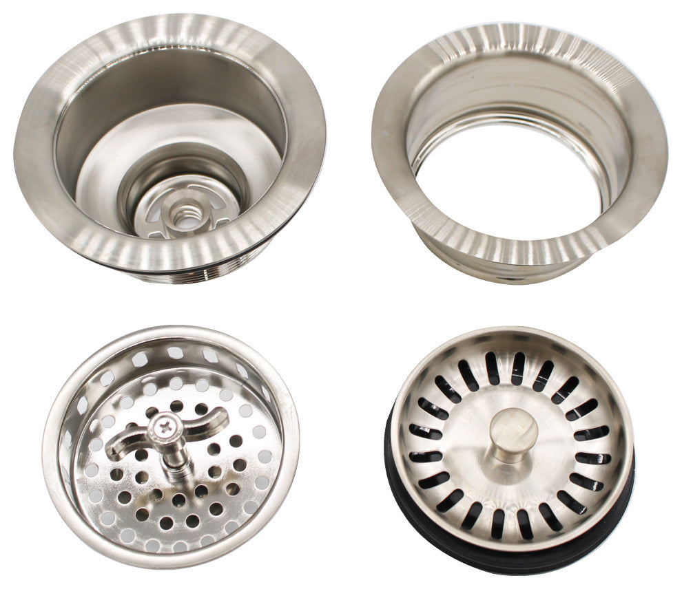 CO2155S Combo 3.5" Wing Nut Twist Style Large Kitchen Sink, Stainless Steel