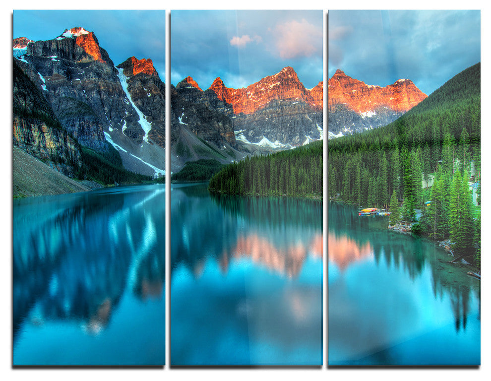 "Moraine Lake Sunrise" Photography Metal Wall Art, 3 Panels, 36"x28"