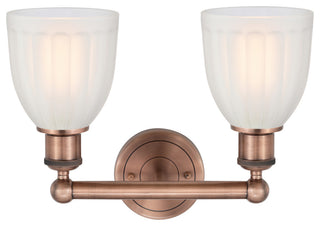 Brookfield 2-Light 15" Bath Vanity Light, Antique Copper Finish, White Shade