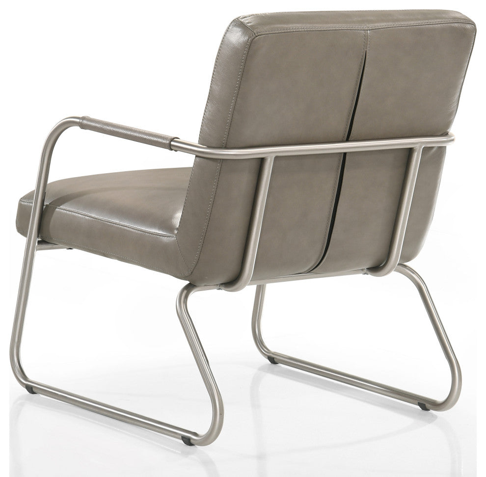 Spencer Genuine Italian Leather Lounge Accent Chair, Gray