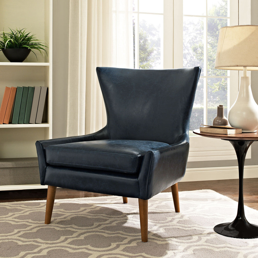 Modern Blue Keen Upholstered Vinyl Armchair