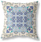 20" White Blue Rose Box Indoor Outdoor Zippered Throw Pillow