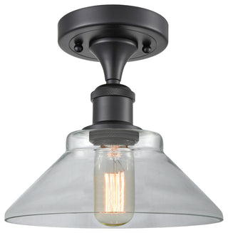 Orwell 1-Light LED Semi-Flush Mount, Matte Black, Glass: Clear