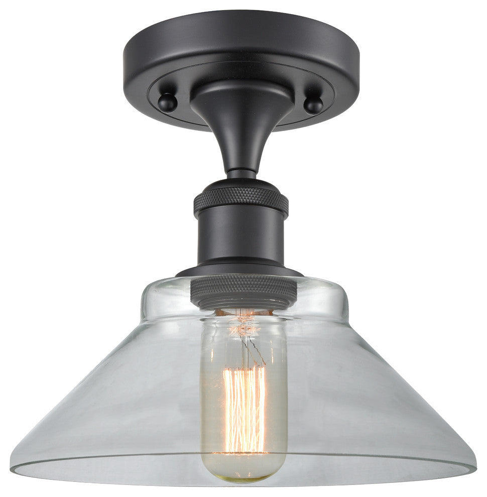 Orwell 1-Light LED Semi-Flush Mount, Matte Black, Glass: Clear