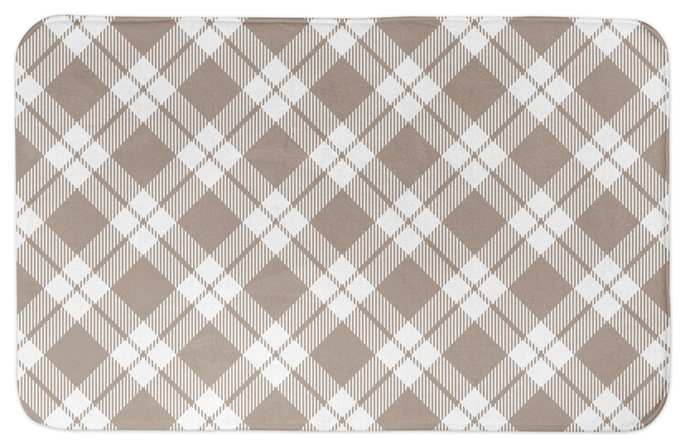 Tan Plaid Bath Mat