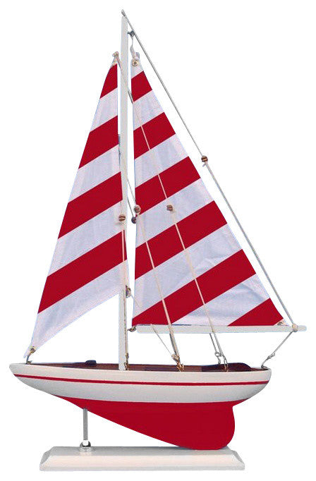 Pacific Sailer, Sailboat Model, Red Striped, 17"