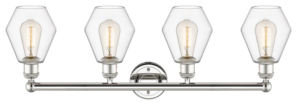 Cindyrella 4-Light 33" Bath Vanity Light, Polished Nickel, Clear Shade