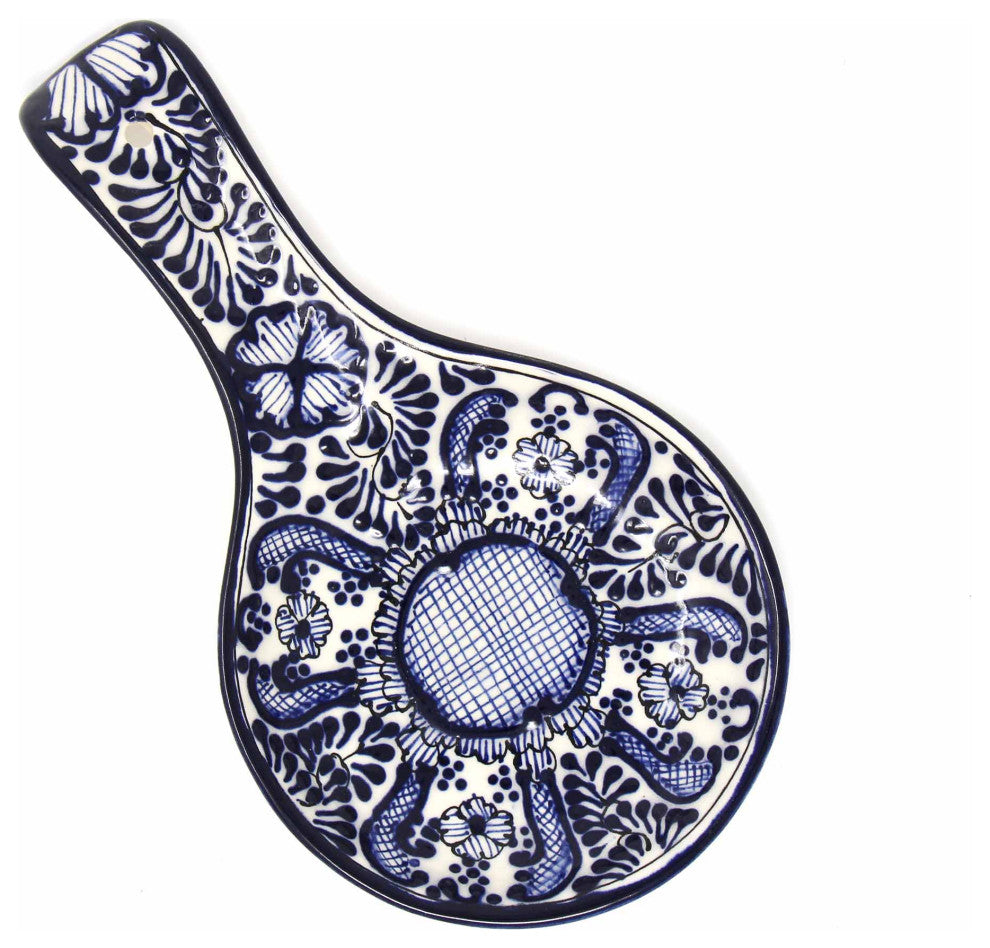 Encantada Handmade Spoon Rest, Blue Flower
