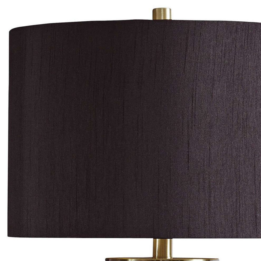 Benzara BM230945 Faux Concrete and Metal Base Table Lamp, Set of 2, Brass & Gray