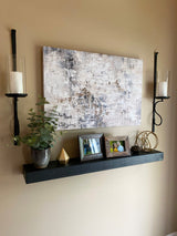 Rustic, Floating Shelf, 2" Thick x 8" Deep, with Mounting, Black, 36"