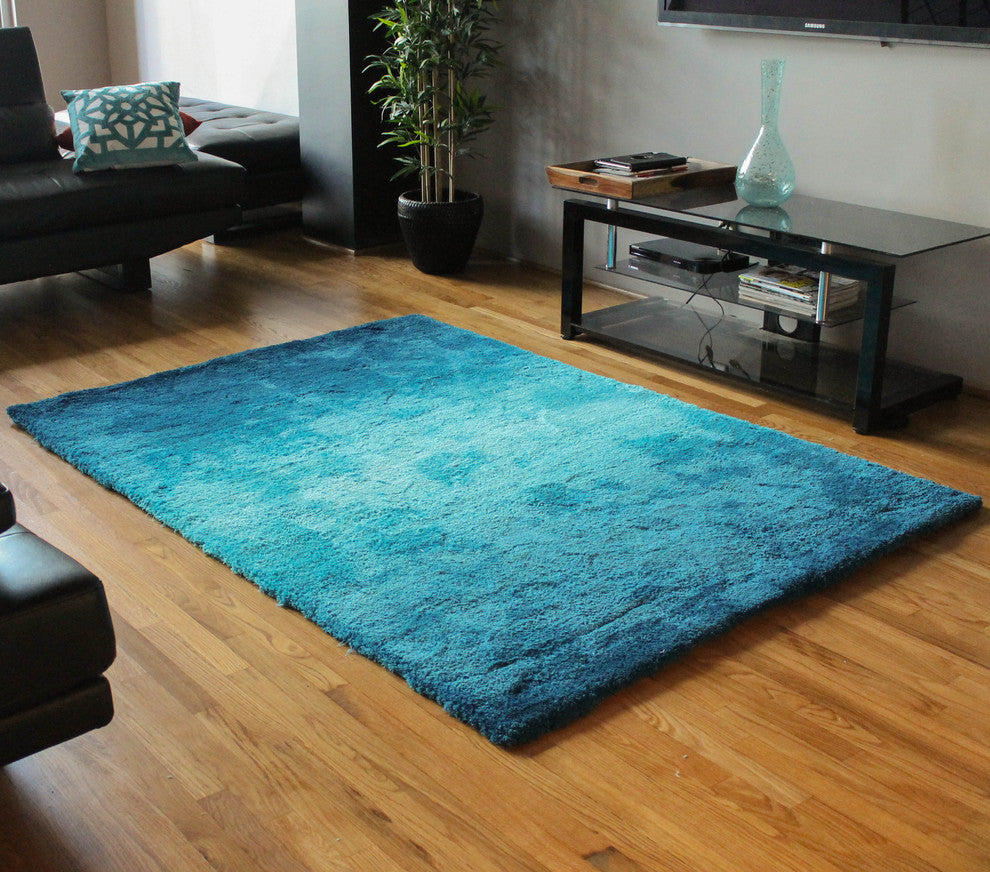 Blazing Needles 5 foot by 7 foot Fading Light Gradated Shag Rug, Blue, Blue